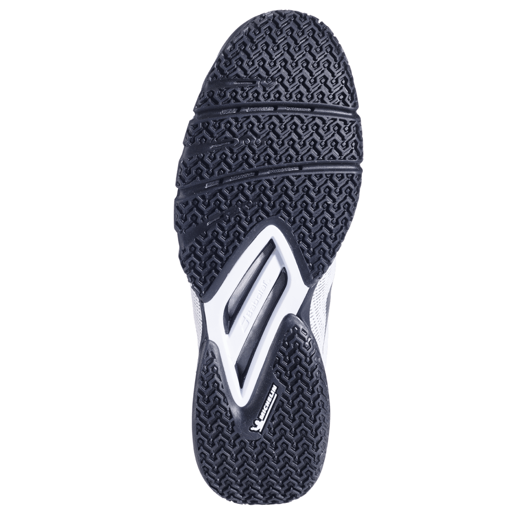 Babolat Padel Shoes Jet Viva White/Black - sole view showing Michelin tread