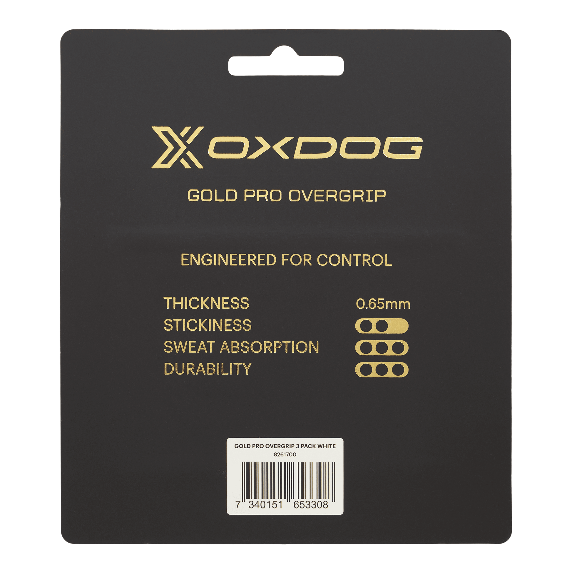 Oxdog Gold Pro Padel Overgrips (x3) - Three black grips unwrapped