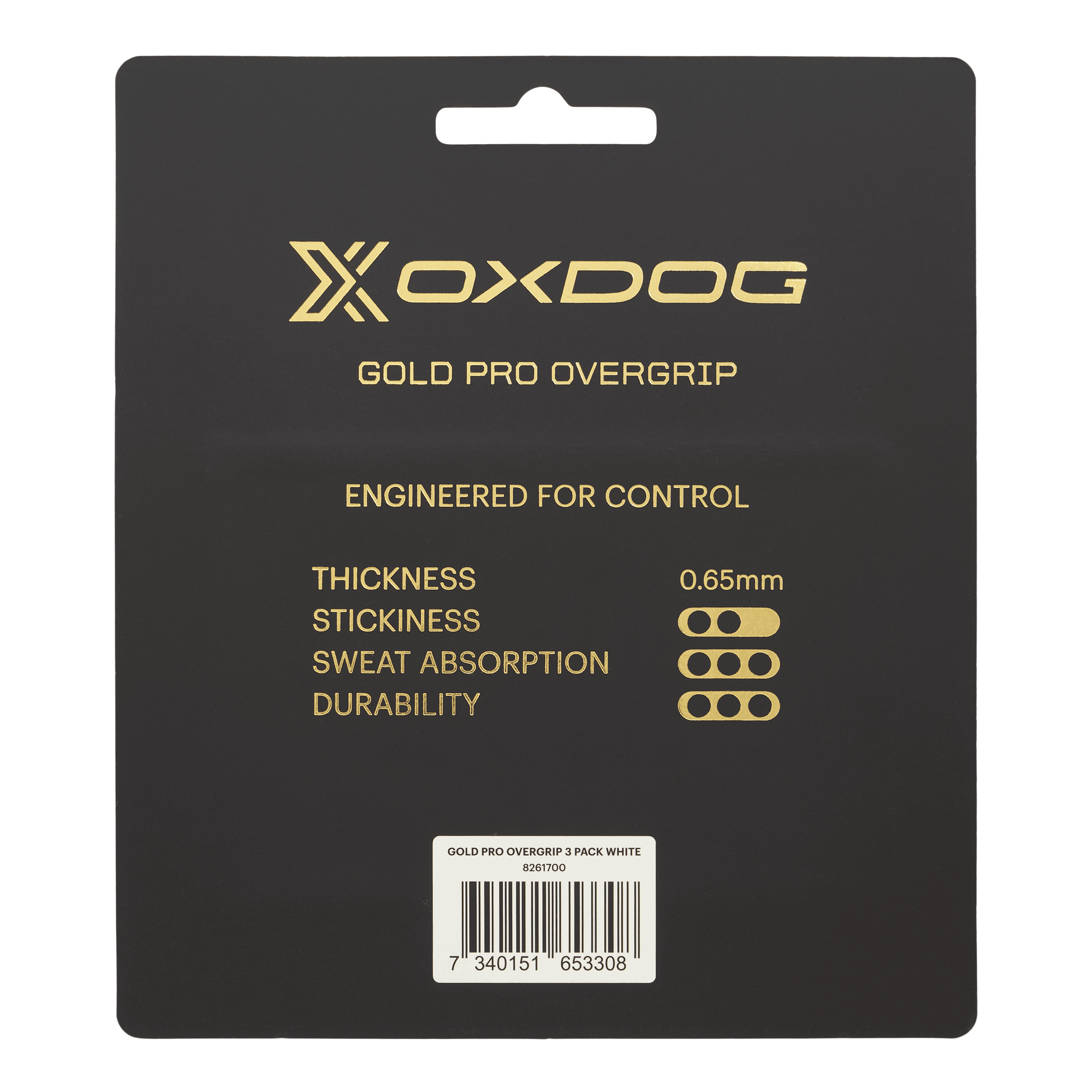 Oxdog Gold Pro Padel Overgrips (x3) - Three black grips unwrapped