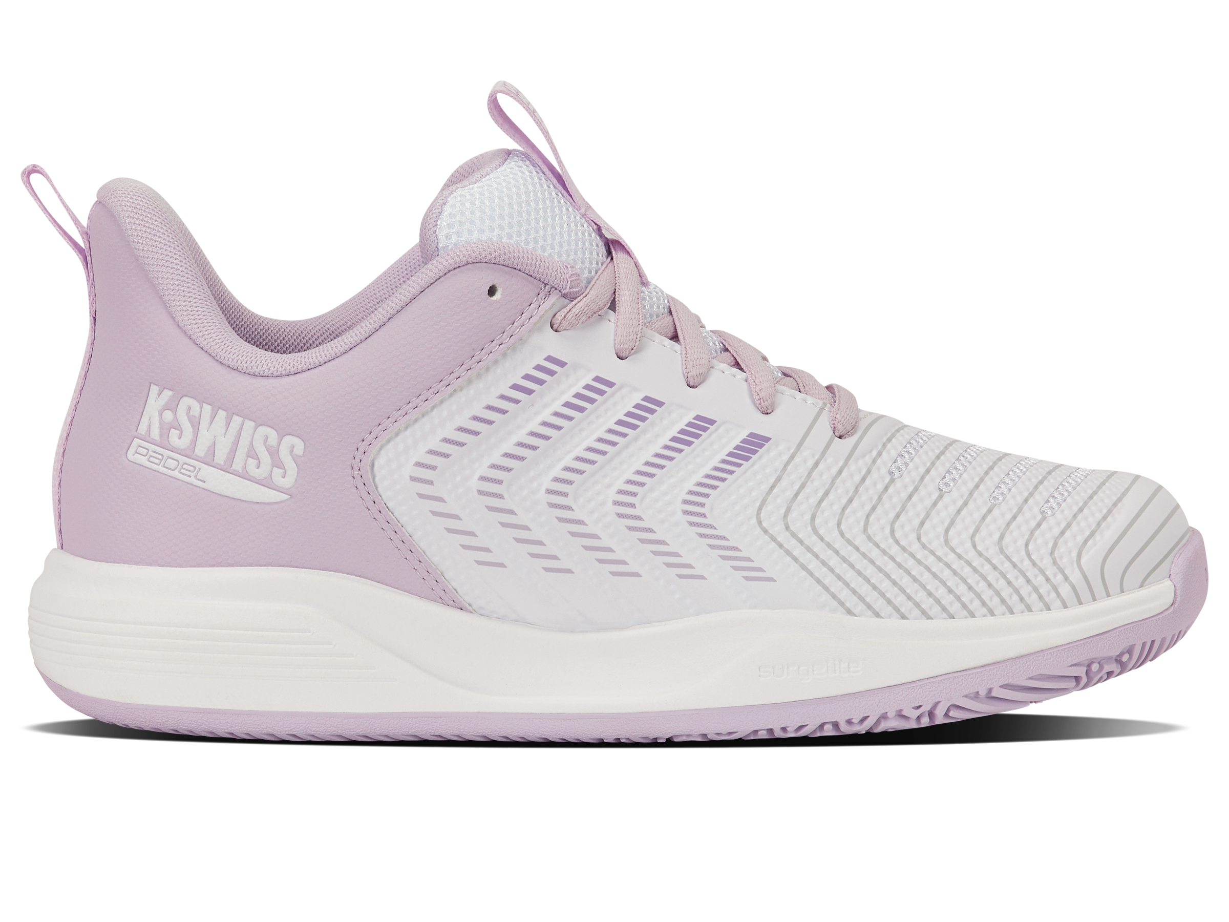 K-Swiss Ultrashot Light Padel Shoes - main lateral view white orchid purple
