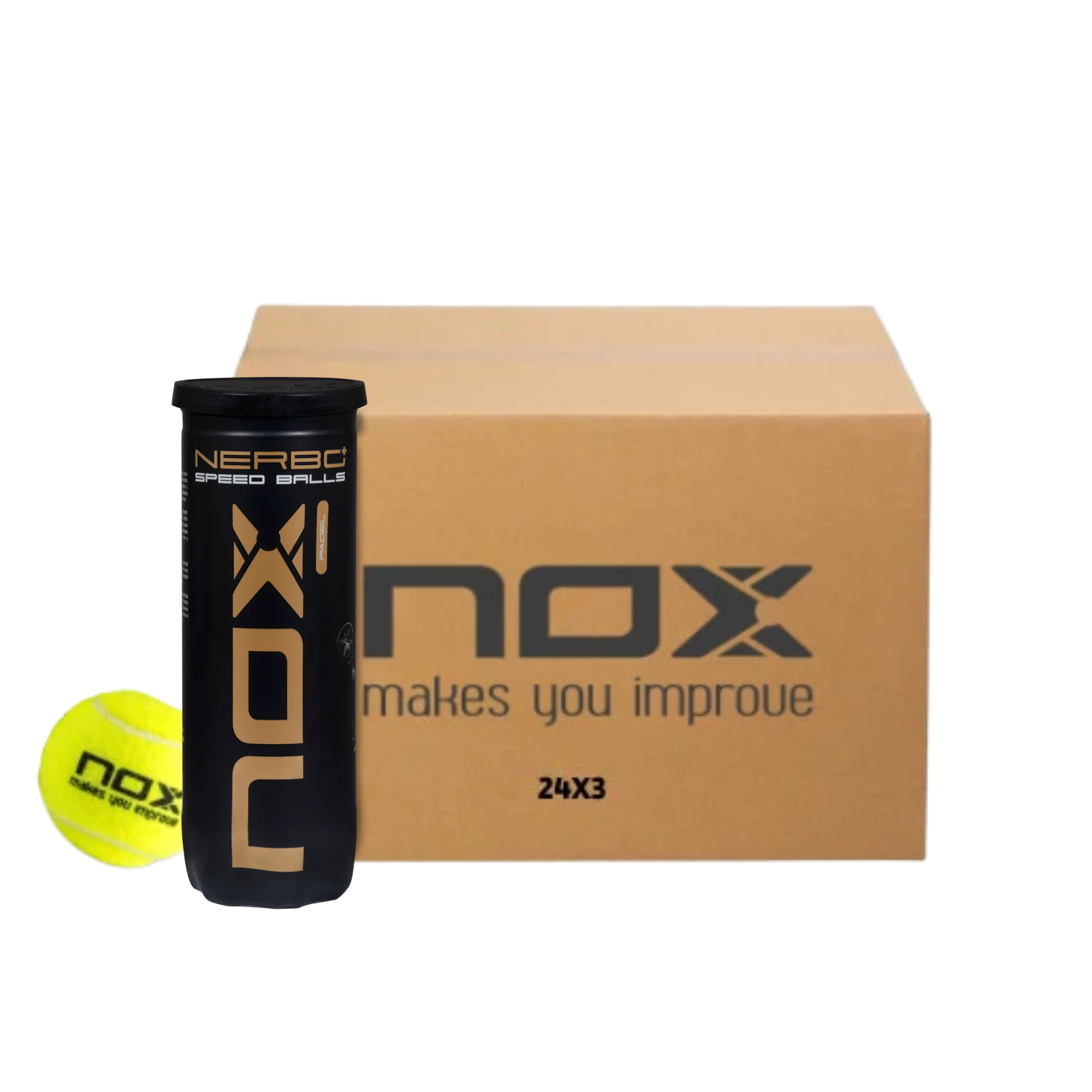 Nox Nerbo+ Speed Padel Balls - Box of 24