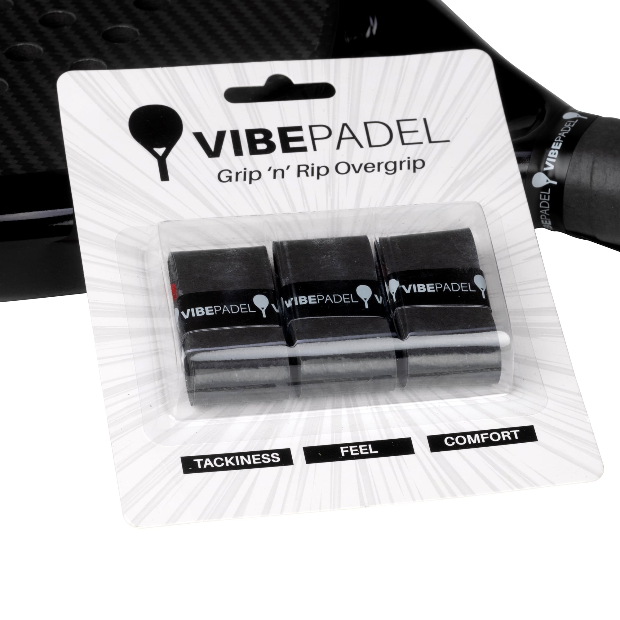 VIBEPADEL Black Grip 'n' Rip Overgrips