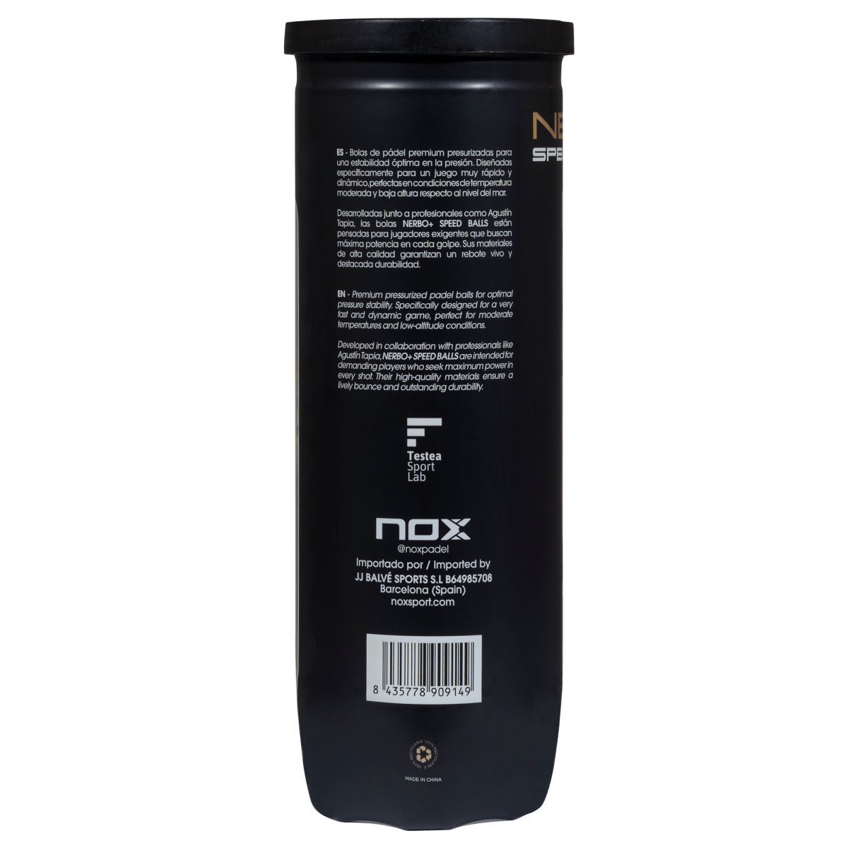 Nox Nerbo+ Speed Padel Balls - product angle view