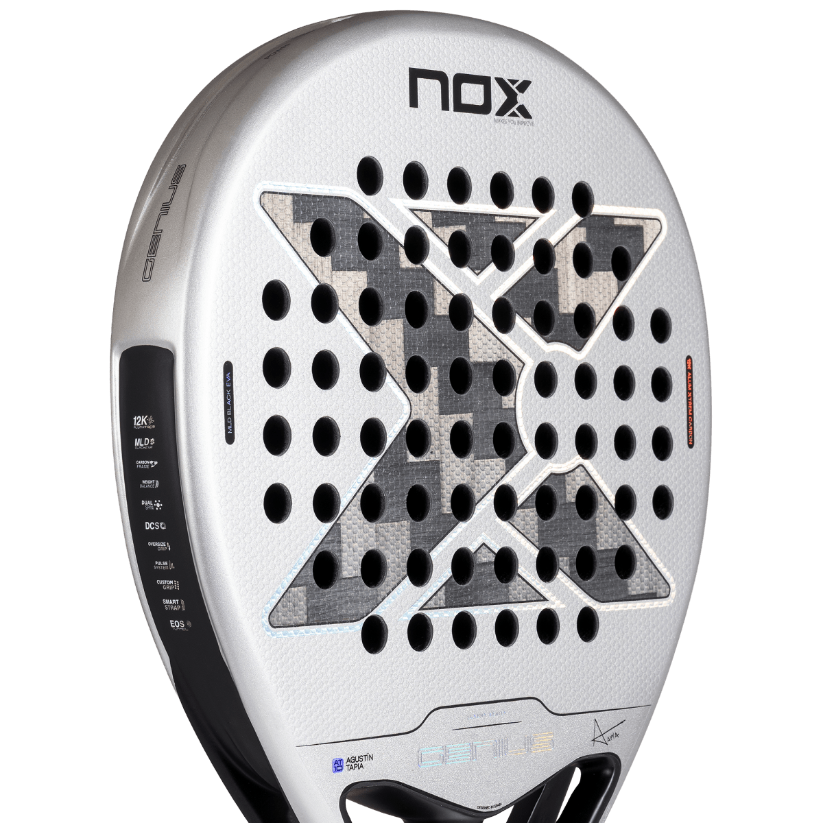 Nox AT10 Genius 12K Alum XTREM Padel Racket 2027, face close-up