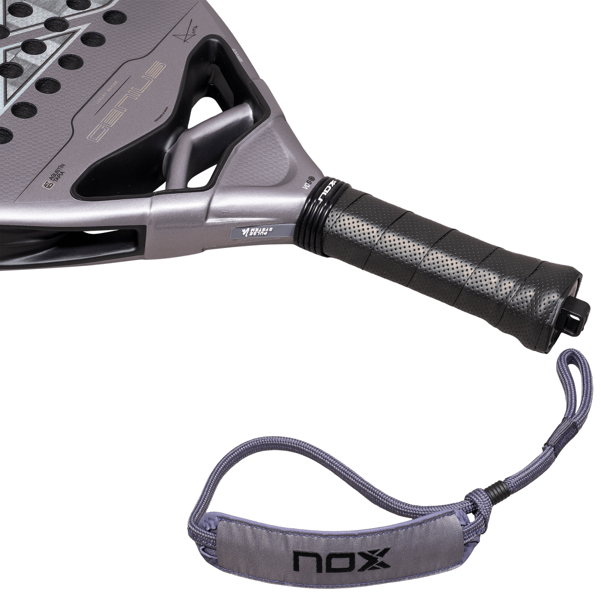 Nox AT10 Genius 18K Alum Padel Racket 2027, handle and strap