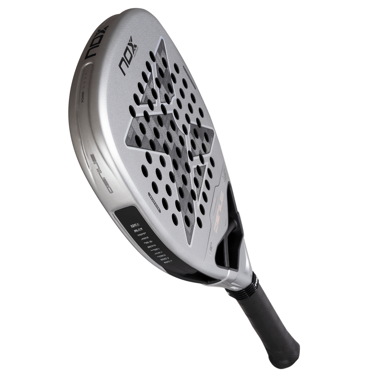 Nox AT10 Genius Attack 12K Alum XTREM Padel Racket 2027, angled view