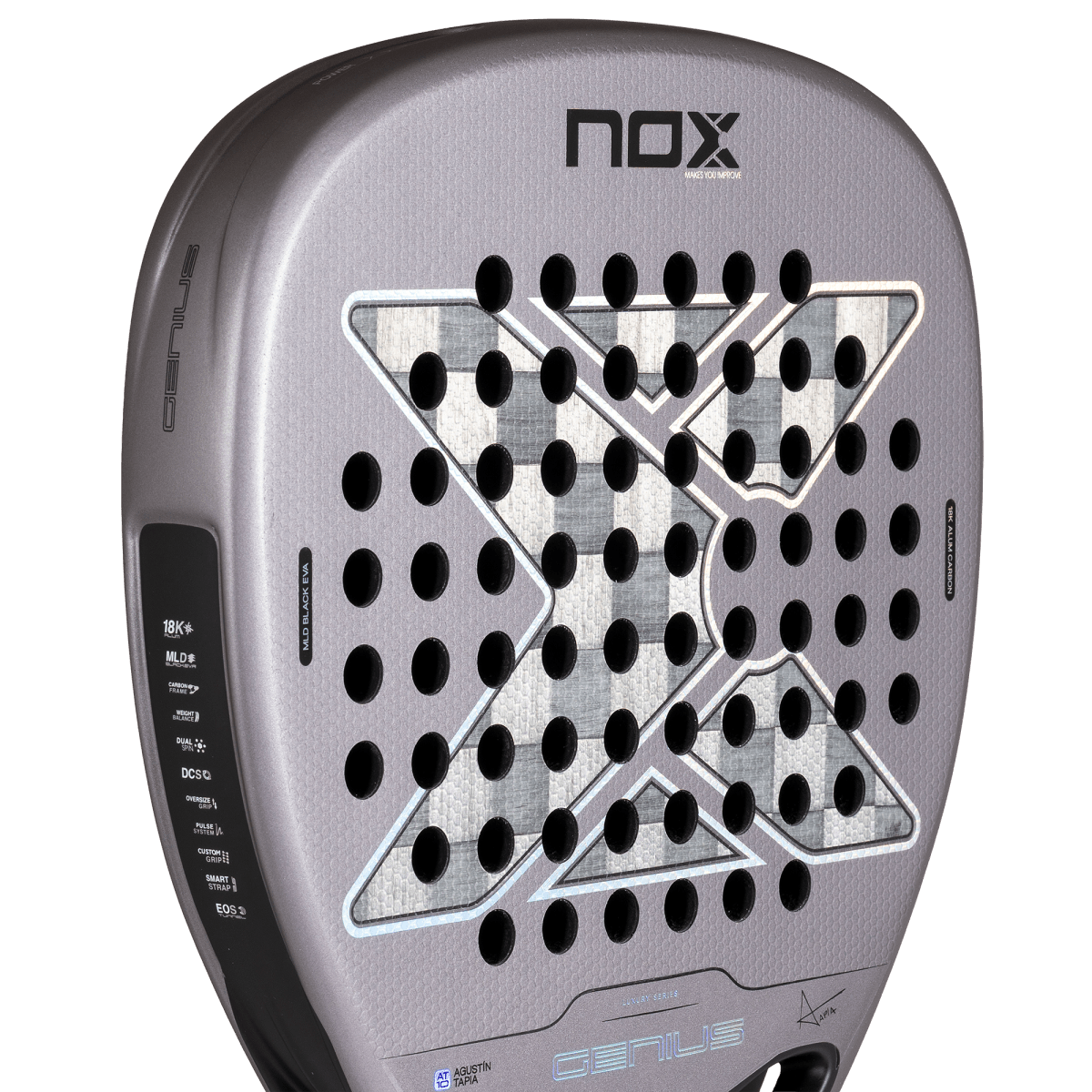 Nox AT10 Genius Attack 18K Alum Padel Racket 2027, face close-up