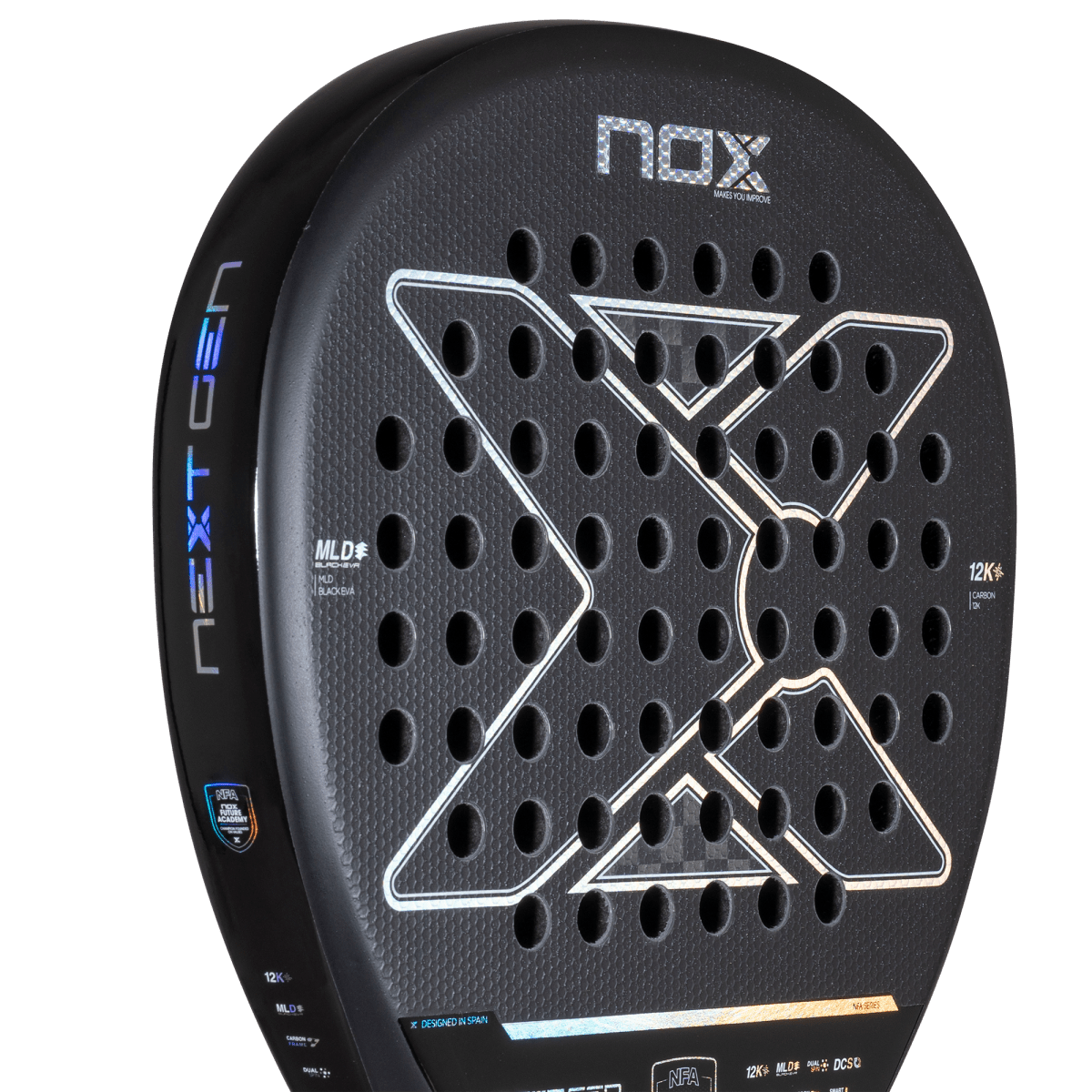 Nox Nextgen Pro Attack 12K Padel Racket, throat detail
