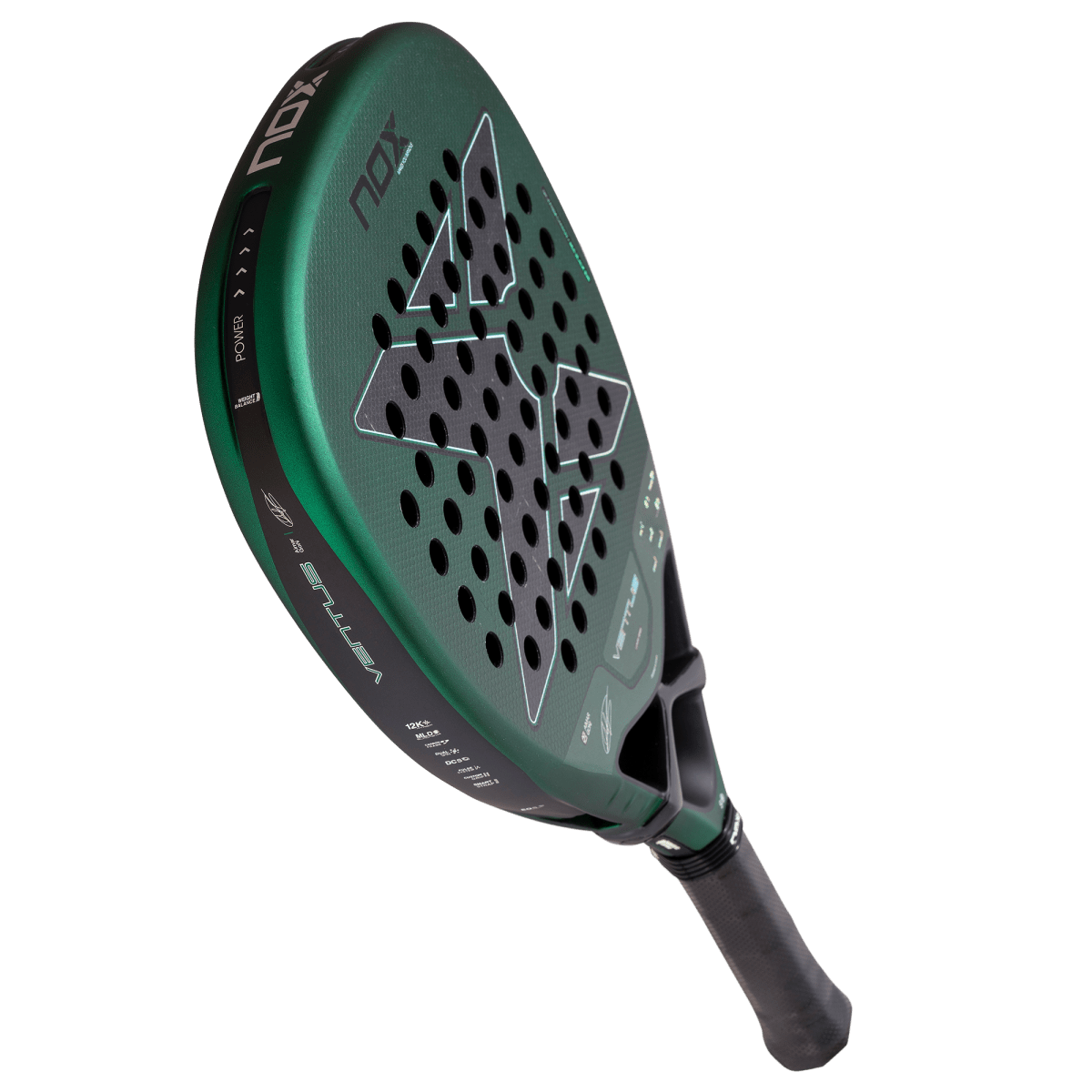 Nox Ventus Attack 12K XTREM Padel Racket 2027, angled view