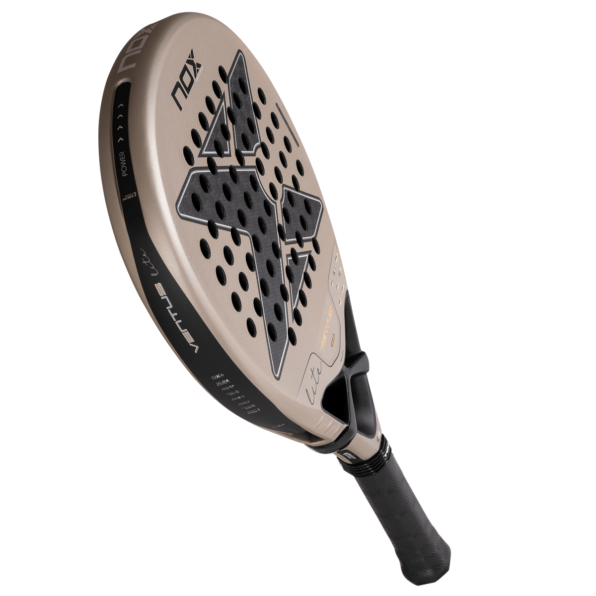 Nox Ventus Hybrid 12K Lite Padel Racket 2027, angled view